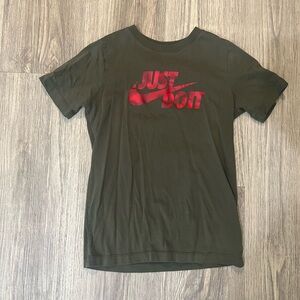 Nike Kids Dark Green T-Shirt with Red 'Just Do It'